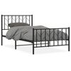 vidaXL Bed Frame Black Powder-Coated Steel Single Bed Frame