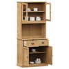vidaXL Highboard Honey Solid pine wood, engineered wood, metal, glass