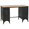 vidaXL Double Pedestal Desk Black and natural wood Solid Firwood and Steel