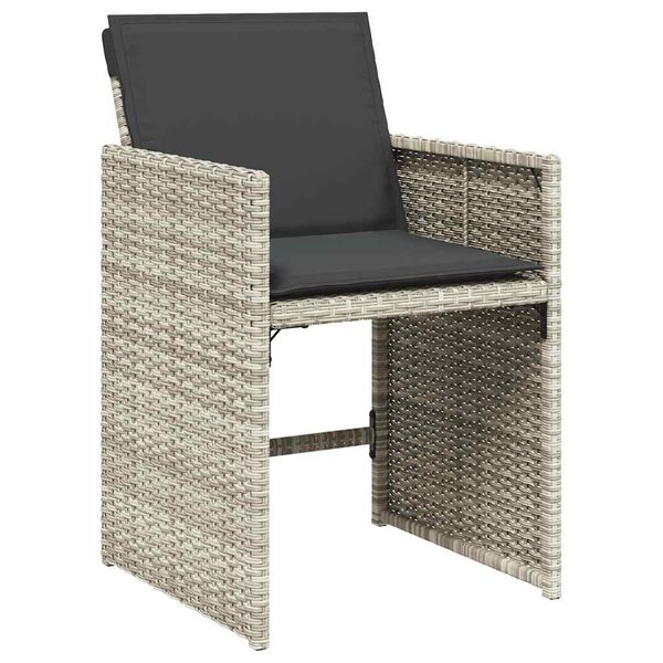vidaXL Garden Chair Set of 4 Light Grey PE rattan, powder-coated steel