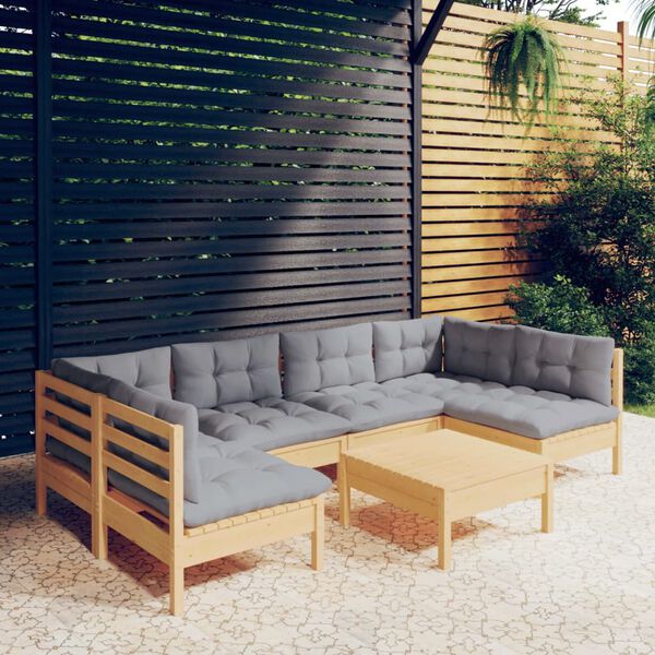 vidaXL Garden Lounge Set Grey Solid pinewood Medium Modular
