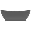 vidaXL Luxury Basin Overflow Oval Matt Dark Grey 23.0x15.4" Ceramic