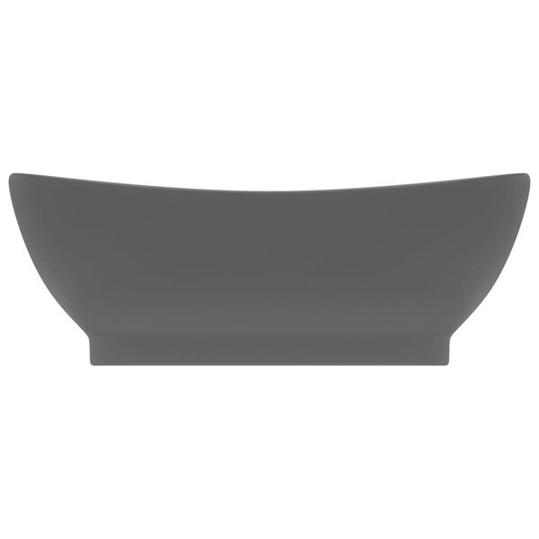 vidaXL Luxury Basin Overflow Oval Matt Dark Grey 23.0x15.4" Ceramic