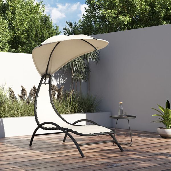 vidaXL Sun Lounger With Canopy Cream