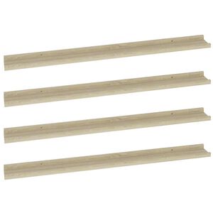 vidaXL Wall Shelf Set of 4 Sonoma Oak MDF 39.4x3.5x1.2 in