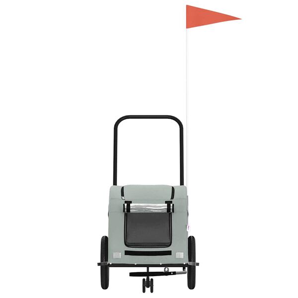 vidaXL Pet Bike Trailer Grey Oxford Fabric and Iron Foldable