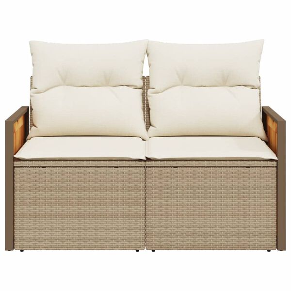 vidaXL Garden Sofa Beige Poly Rattan 2-Seater UV-resistant materials