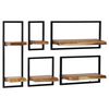 vidaXL Wall Shelf Set Set of 5 Acacia wood brown and black