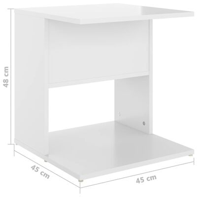 vidaXL Side Table High Gloss White 17.7"x17.7"x18.9" Engineered Wood