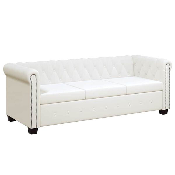 vidaXL Sofa White PVC 2-seater and 3-seater set Classic/Traditional