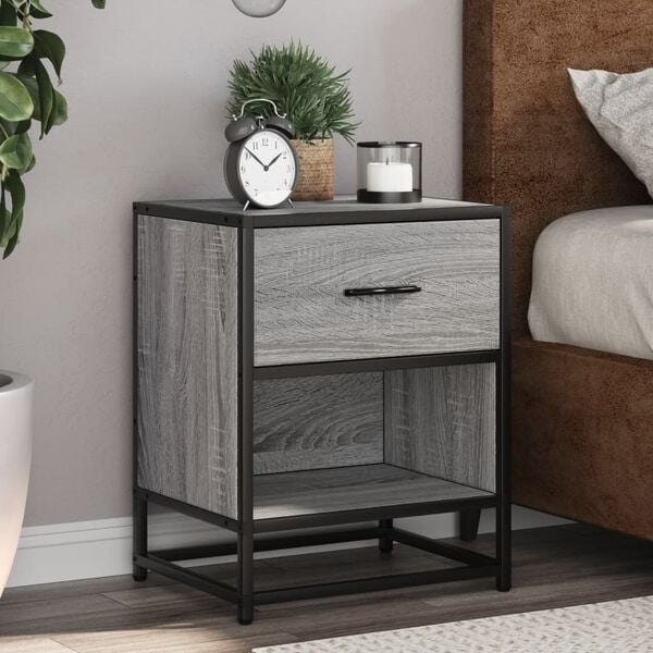 vidaXL Bedside Cabinet Gray Sonoma Engineered wood Medium