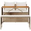 vidaXL 3 Piece Garden Dining Set with Cushions Beige Poly Rattan