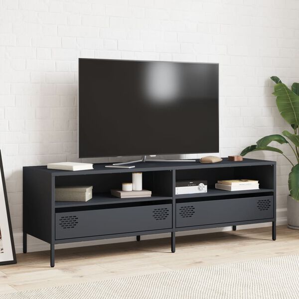 vidaXL TV Cabinet Anthracite Cold-rolled Steel Medium Adjustable Feet