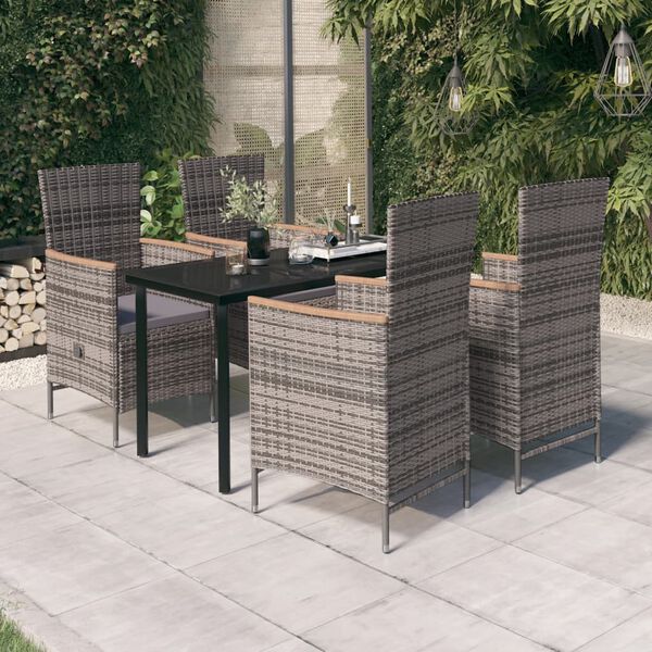 vidaXL Garden Dining Set Grey and Black