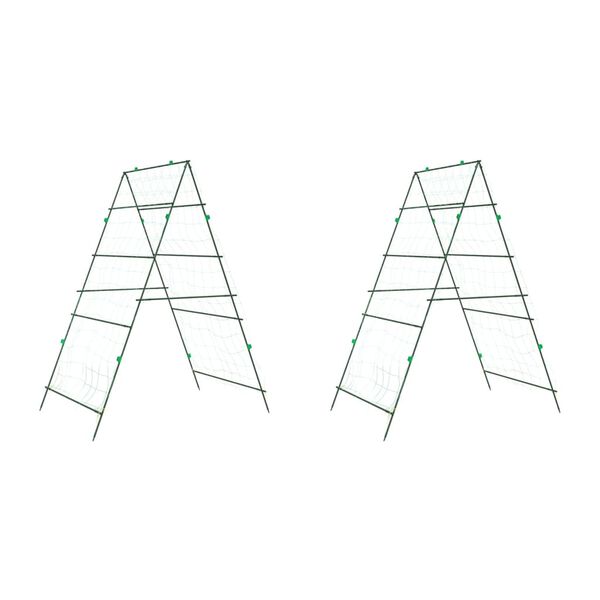 vidaXL Garden Trellis Set of 2 Green Steel with PE coating, PP, PE Large