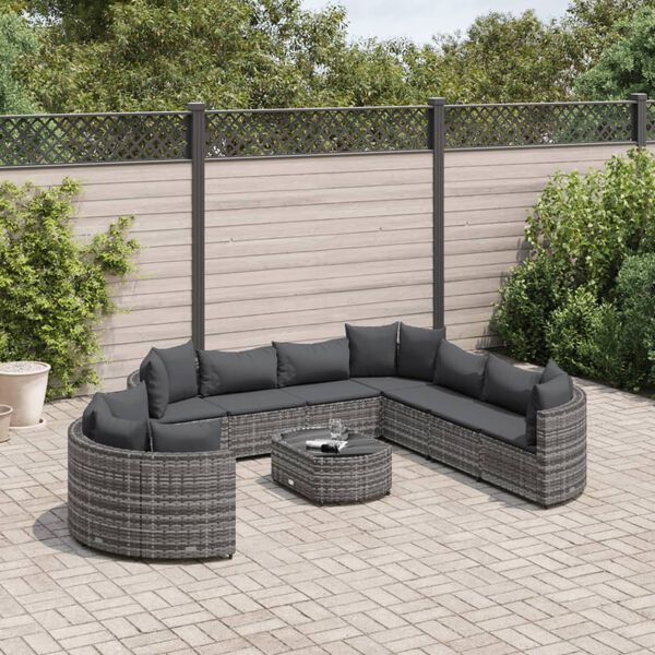 vidaXL Patio Sofa Set Set of 10 Grey PE rattan 10 Piece
