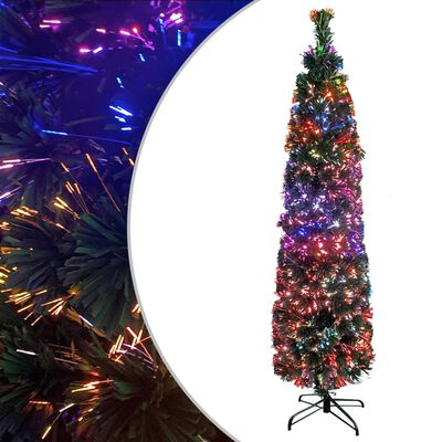 vidaXL Artificial Slim Christmas Tree with Stand 59.1" Fiber Optic