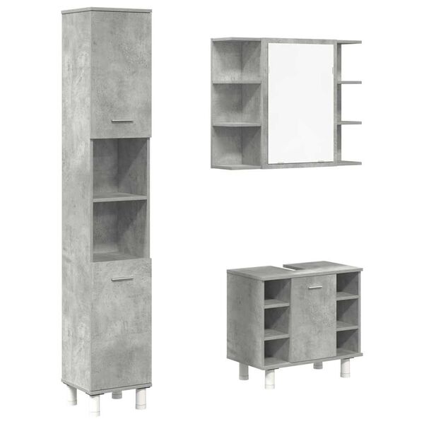 vidaXL Bathroom Furniture Set Concrete Gray Engineered Wood, Glass Medium