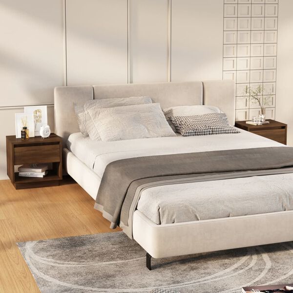 vidaXL Bedside Cabinet Set of 2 Brown Oak Engineered Wood Standard