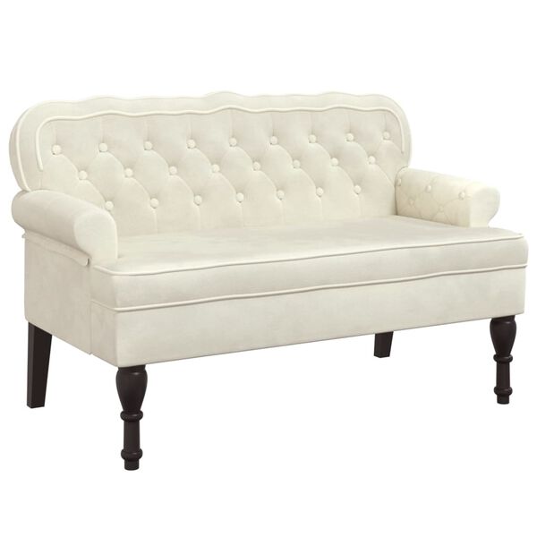 vidaXL Bench Cream Velvet (100% polyester) Compact Staple Piece Bench
