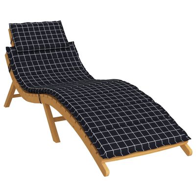 vidaXL Sun Lounger Cushion Black Check Pattern Oxford Fabric