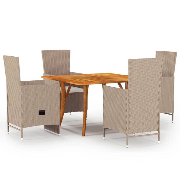 vidaXL 5 Piece Patio Dining Set Beige