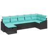 vidaXL Garden Sofa Set with Cushion 7 pcs Black Poly rattan