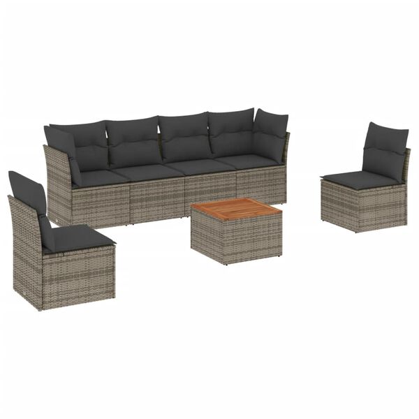 vidaXL Garden Sofa Set Grey PE rattan Large Modular Garden Sofa Set