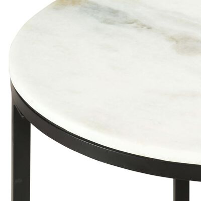 vidaXL Coffee Table White and Black Ø19.7" Real Solid Marble