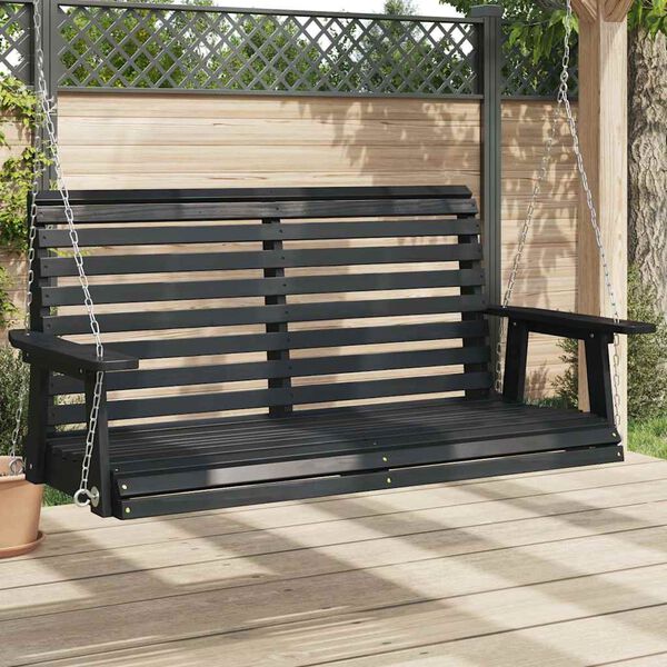 vidaXL Garden Swing Bench Black Solid fir wood and galvanized iron