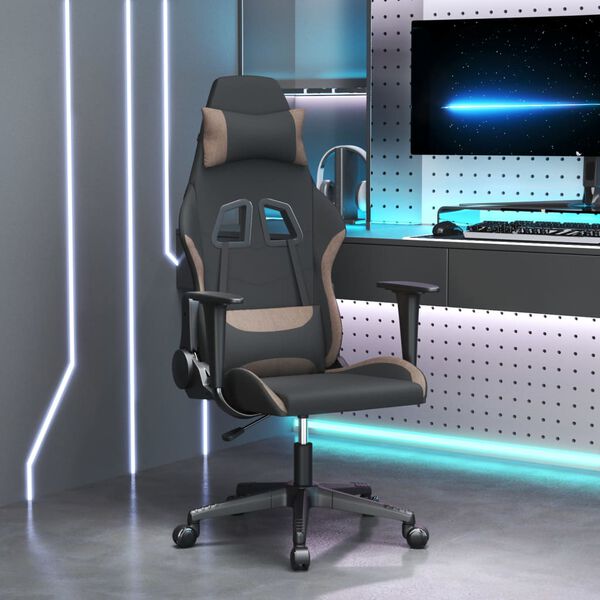 vidaXL Gaming Chair Black and Taupe Fabric