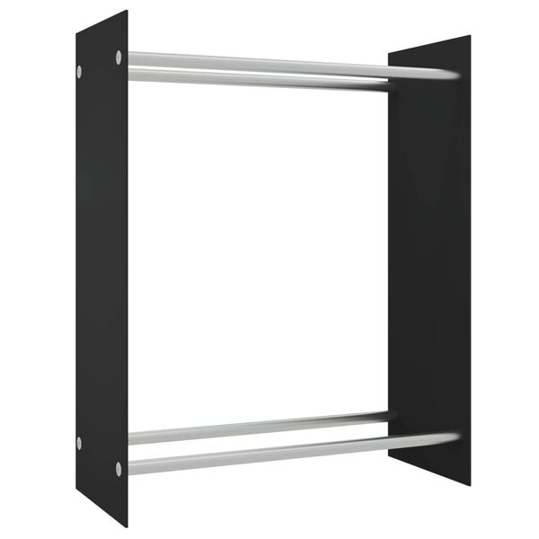 vidaXL Firewood Rack Black 31.5x13.8x39.4" Tempered Glass