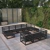 vidaXL Garden Lounge Set Black Solid Pine Wood Standard Modular
