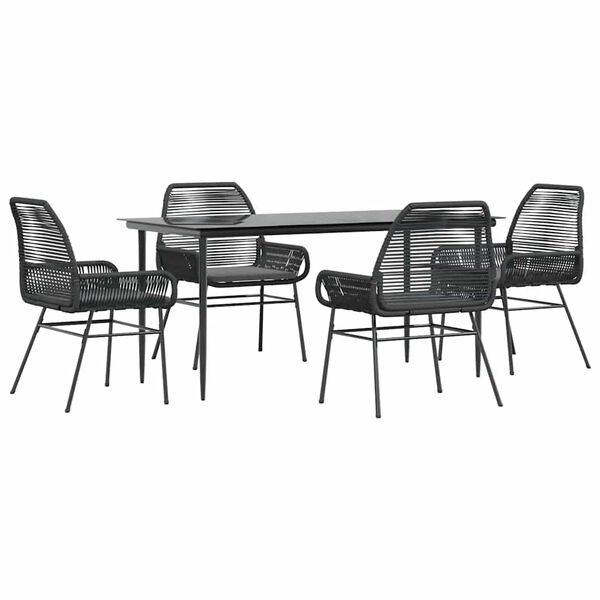 vidaXL Garden Dining Set Black and Dark Grey