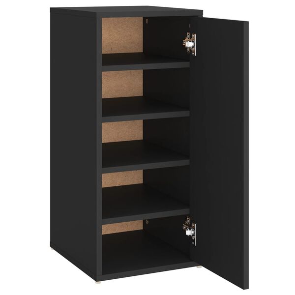 vidaXL Shoe Cabinet Black Engineered Wood Standard Shoe Cabinet