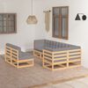 vidaXL Garden Lounge Set Natural Solid pine wood, 100% polyester Modular