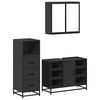 vidaXL Bathroom Furniture Set Black Engineered wood, metal, glass Standard