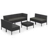 vidaXL Garden Lounge Set Black PE rattan, powder-coated steel, polyester