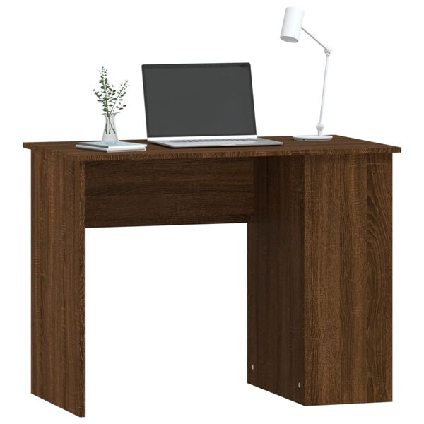 vidaXL Desk Brown Oak Engineered Wood Medium Desk Rectangular Modern