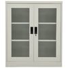 vidaXL Office Cabinet Light Gray Steel, tempered glass 35.4x15.7x41.3 in