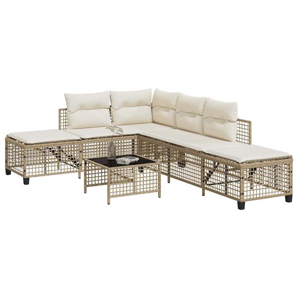 vidaXL Garden Sofa Set Beige, Cream White