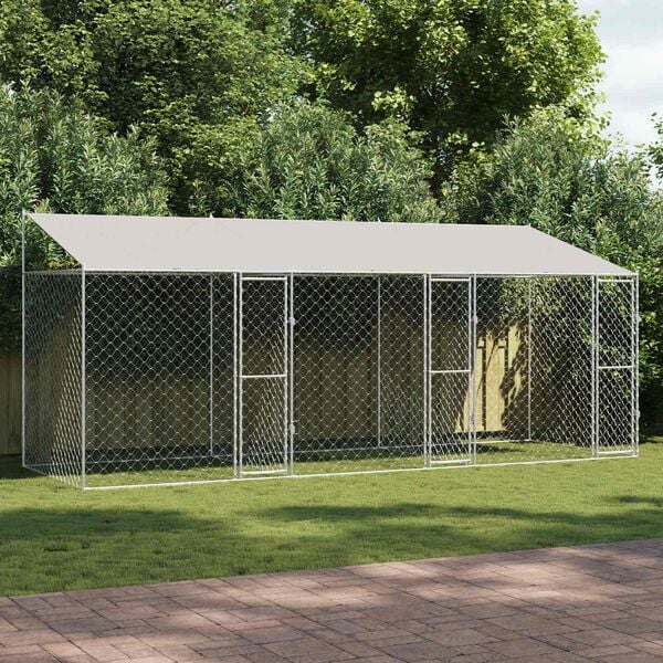 vidaXL Dog Cage Silver 600 x 200 x 256 cm Galvanised Steel
