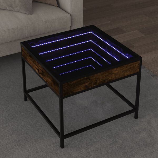 vidaXL Coffee Table Smoked Oak Engineered Wood, Glass, Metal Small