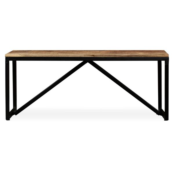 vidaXL Bench Wood with Black Legs Solid Mango Wood, Steel Medium Durable
