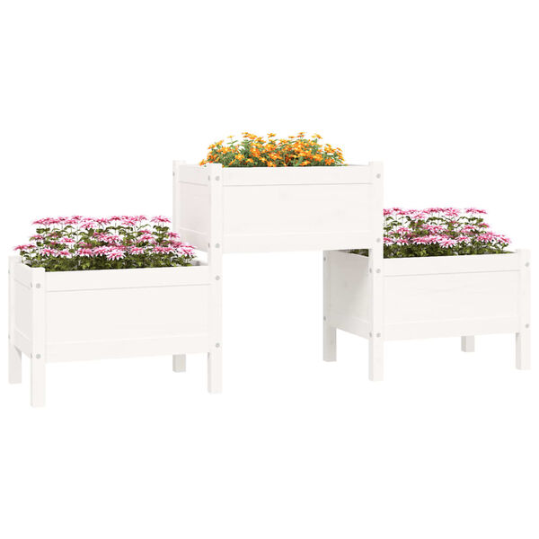 vidaXL Planter White Solid Pine Wood Extra Large Durable Planter
