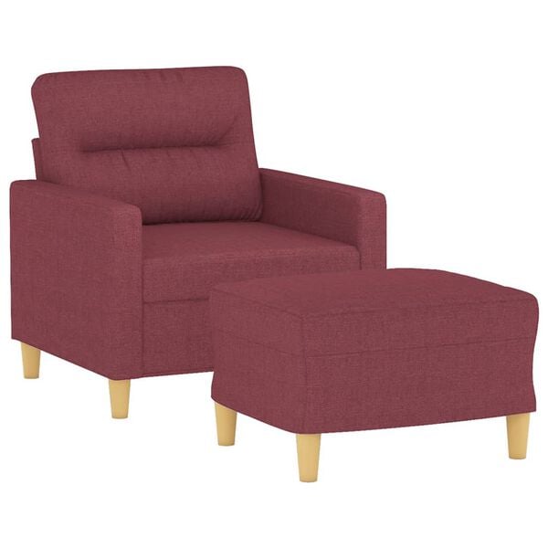 vidaXL Sofa Chair with Footstool Wine Red 23.6" Fabric