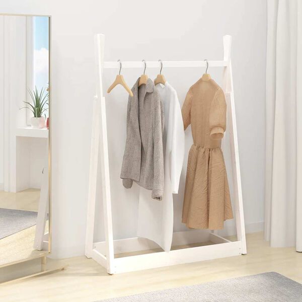vidaXL Clothes Rack White Solid pine wood 39.4x17.7x59.1 in Clothes Rack