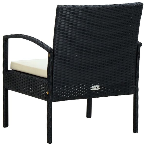 vidaXL Garden Chair Poly rattan color: Black, Cushion color: Cream white