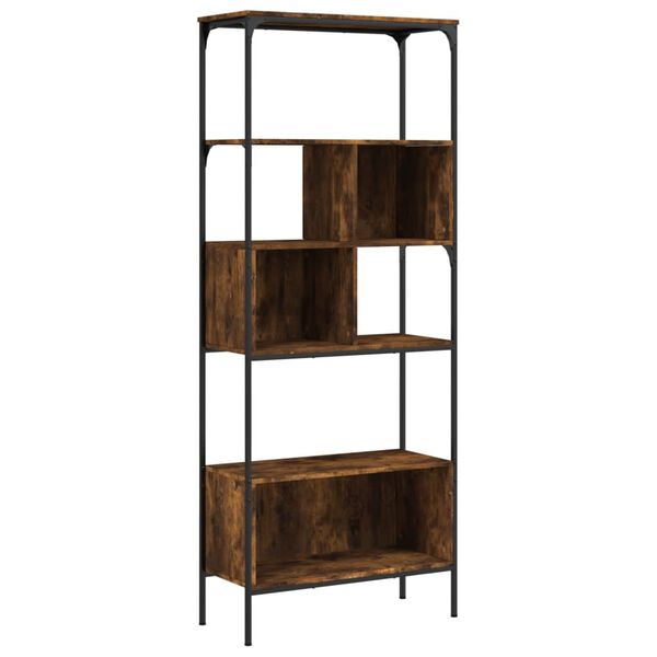vidaXL Bookcase Smoked Oak Engineered wood, Metal Medium Bookcase