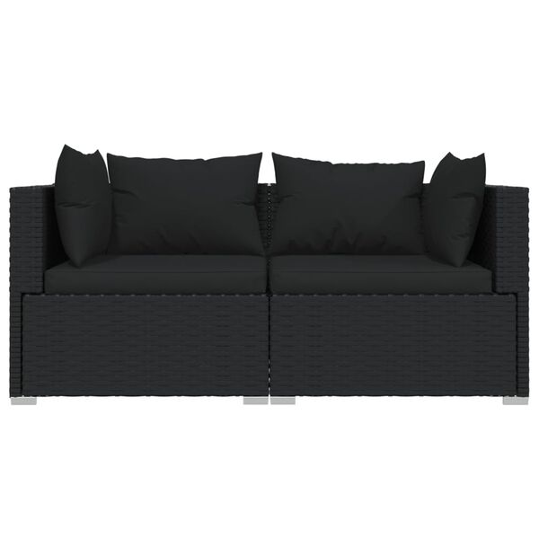 vidaXL Garden Lounge Set Black PE rattan Medium Modular